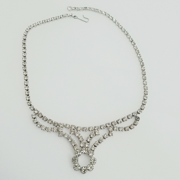 Vinrage Formal Crystal Rhinestone Collar Necklace - Picture 3 of 4